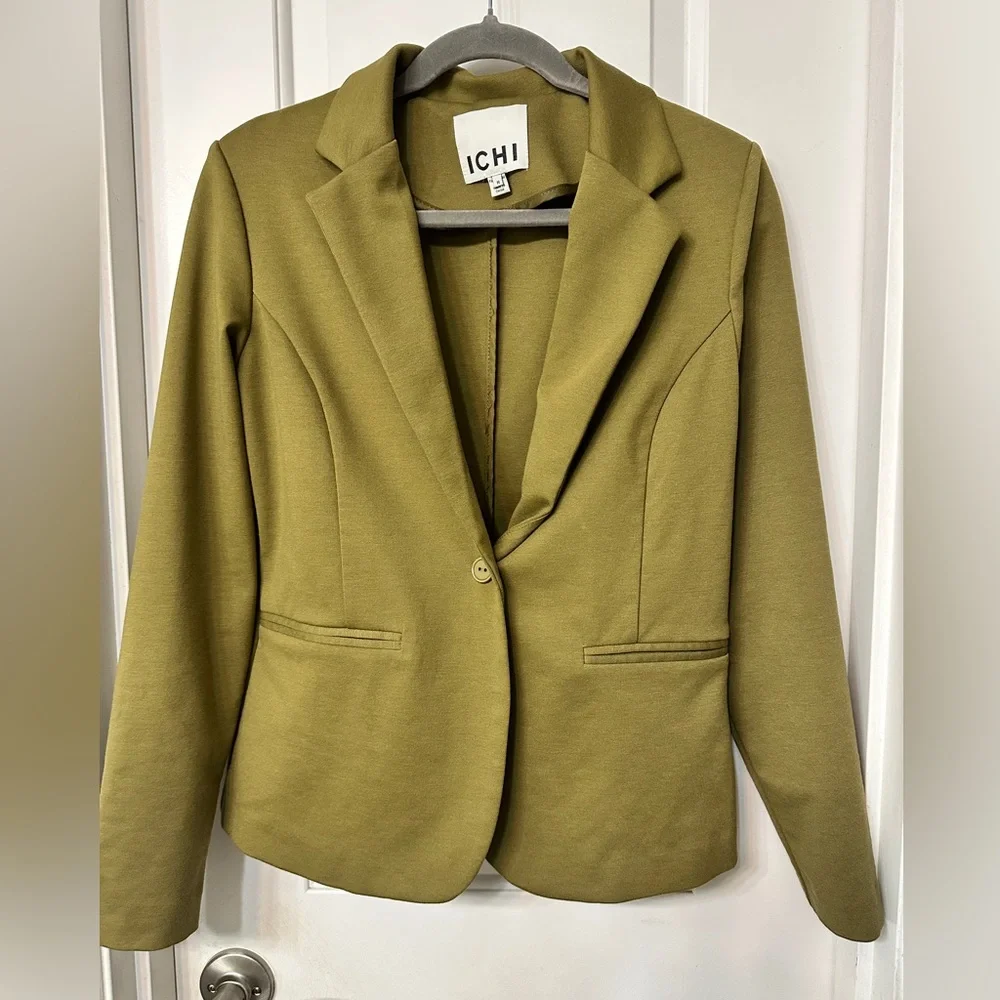 Olive Green Women's Blazer - Picture 2 of 5